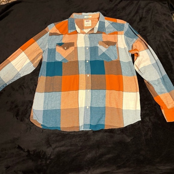 Levi's Other - Levi's Men's Casual Plaid Shirt - Blue, Orange, White SZ XL